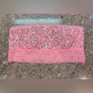 Victoria’s Secret PINK Rare Pink sequin bandeau bra top size medium